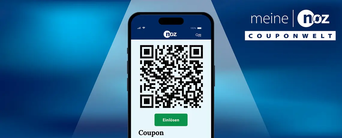 Smartphone mit QR-Code zur meine noz Couponwelt