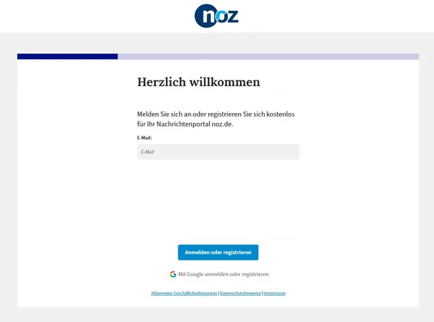 meine noz - Anmeldung