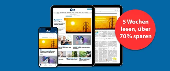 Abbildung der digitalen Produkte der NOZ mit dem Text "5 Wochen lesen, über 70% sparen"